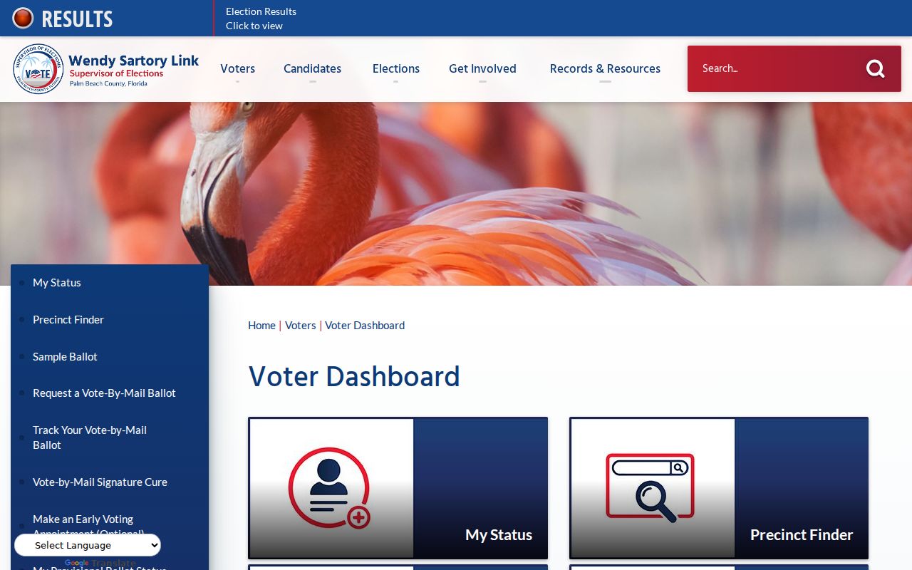 Palm Beach County My Status voter verification form